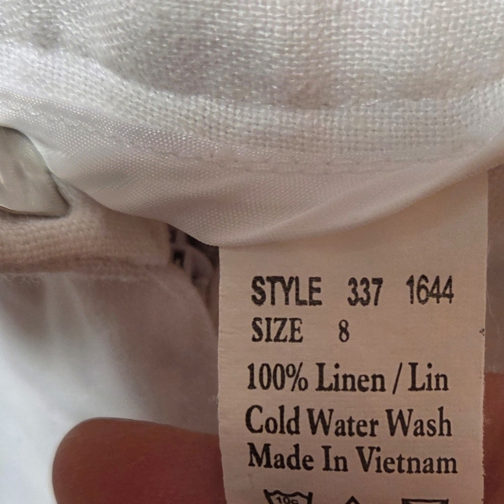 Margaret M Lined Wide Leg White Linen Pants Size 8 - Picture 5 of 5